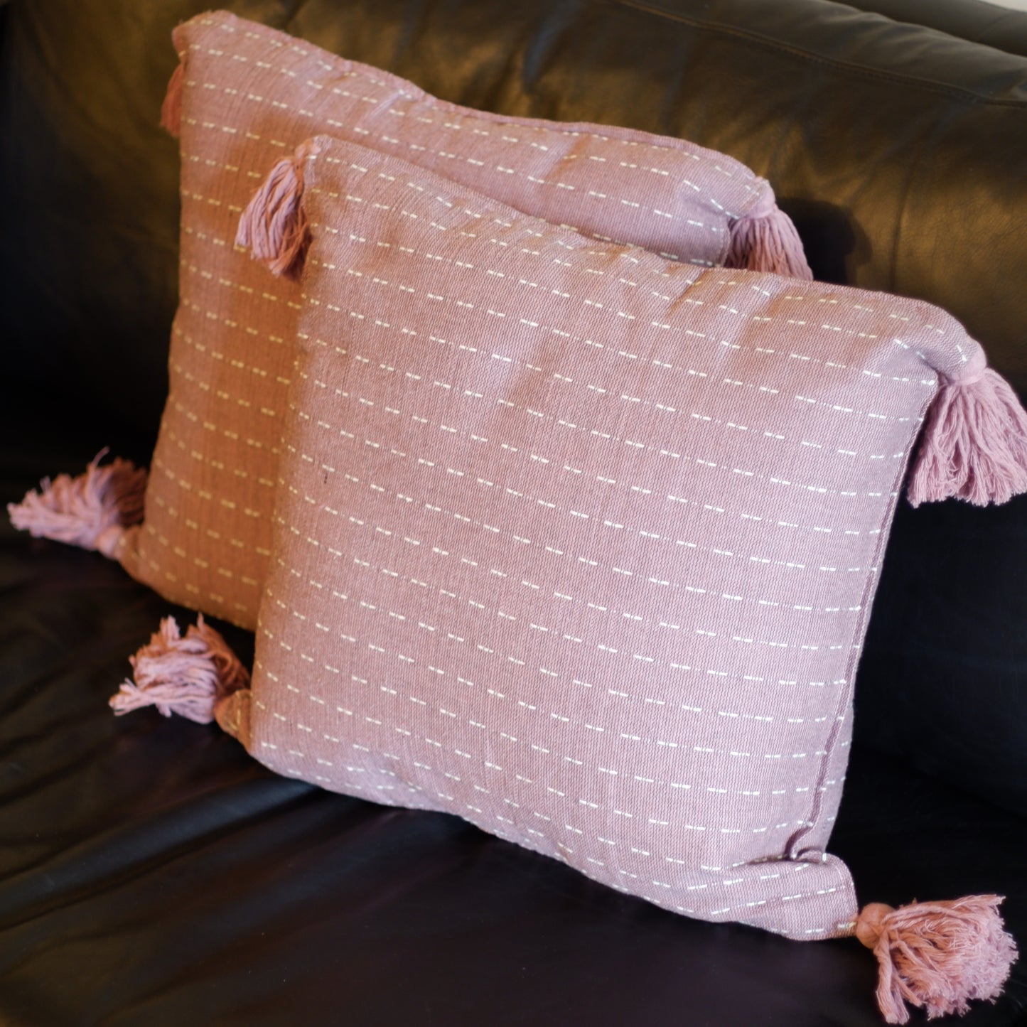 Handwoven pillow cover with inserts