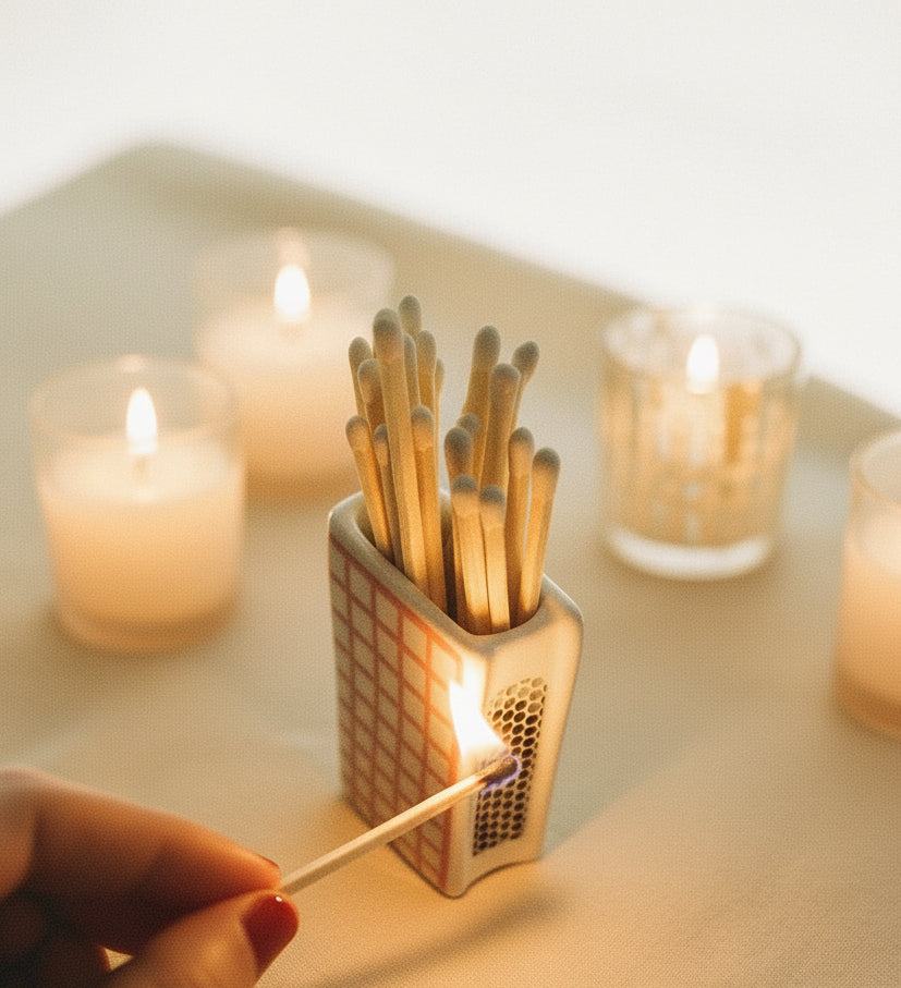 Ceramic Book-Shaped Match Holder & Bud Vase - Yellow