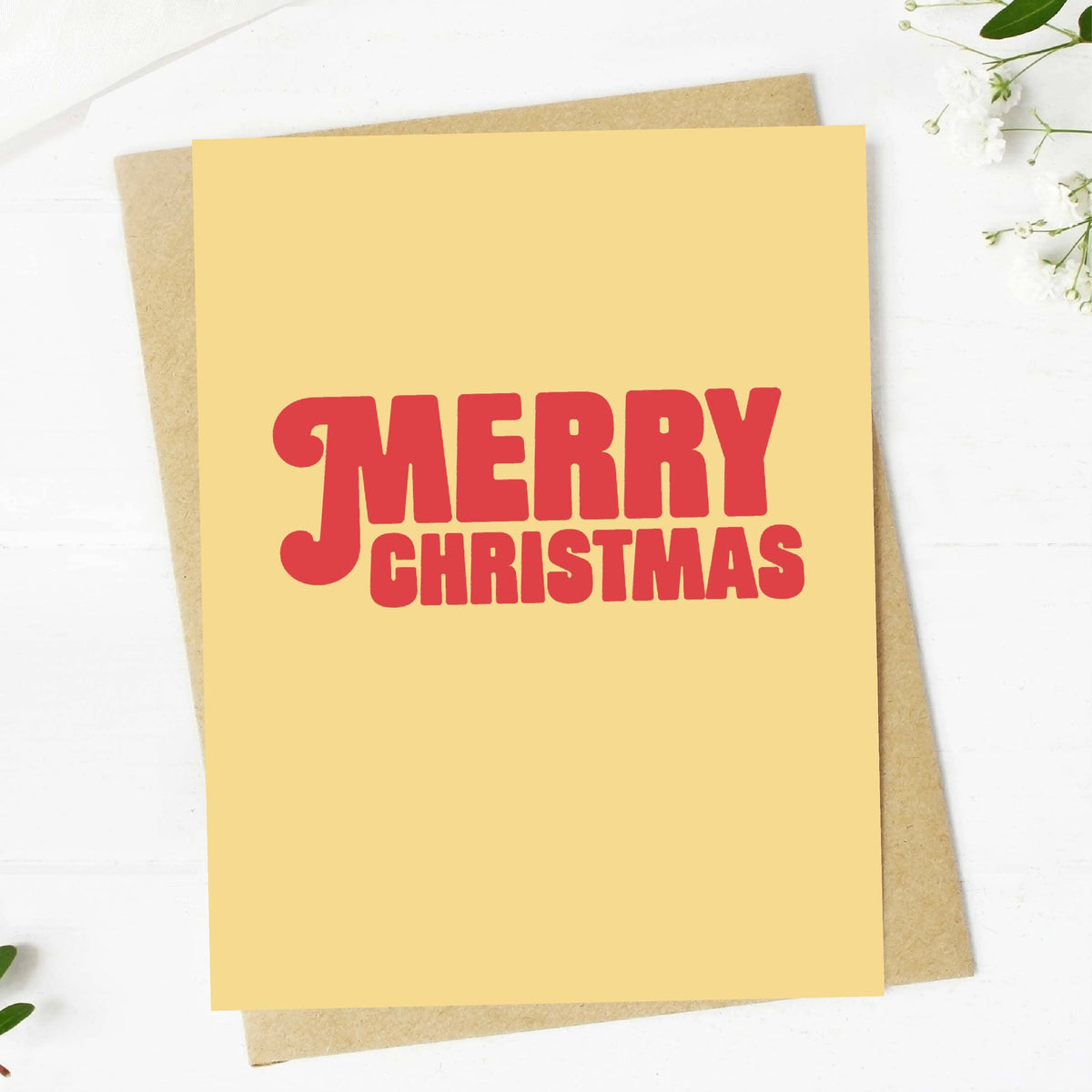 Merry Christmas Yellow & Red Card