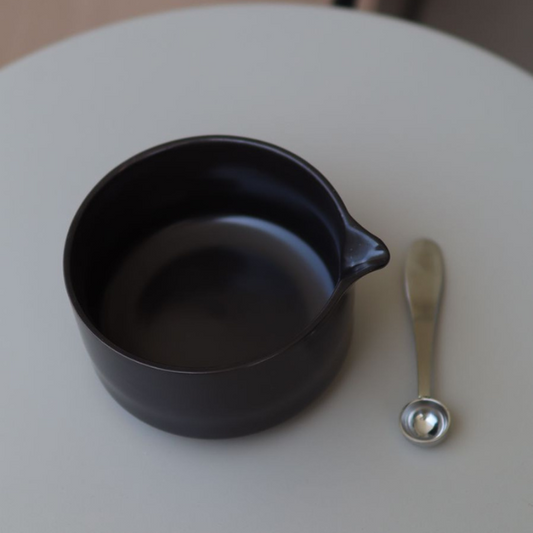 Matcha bowl and metal spoon