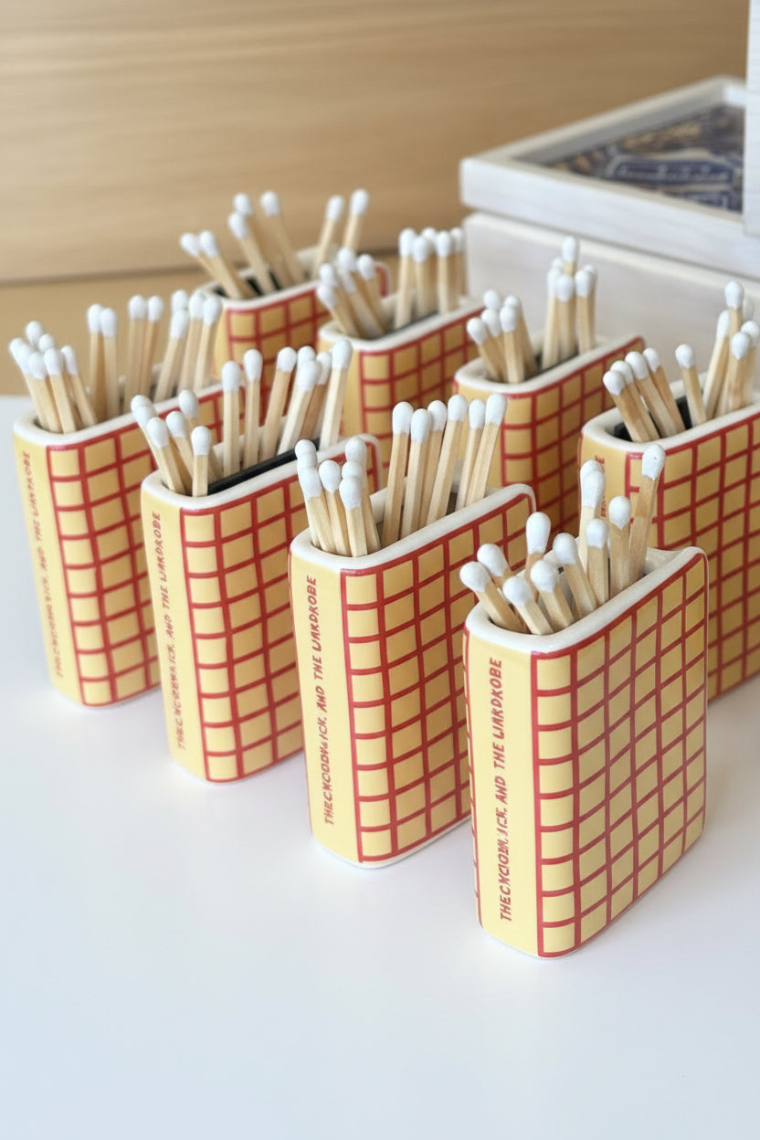 Ceramic Book-Shaped Match Holder & Bud Vase - Yellow