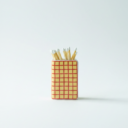 Ceramic Book-Shaped Match Holder & Bud Vase - Yellow