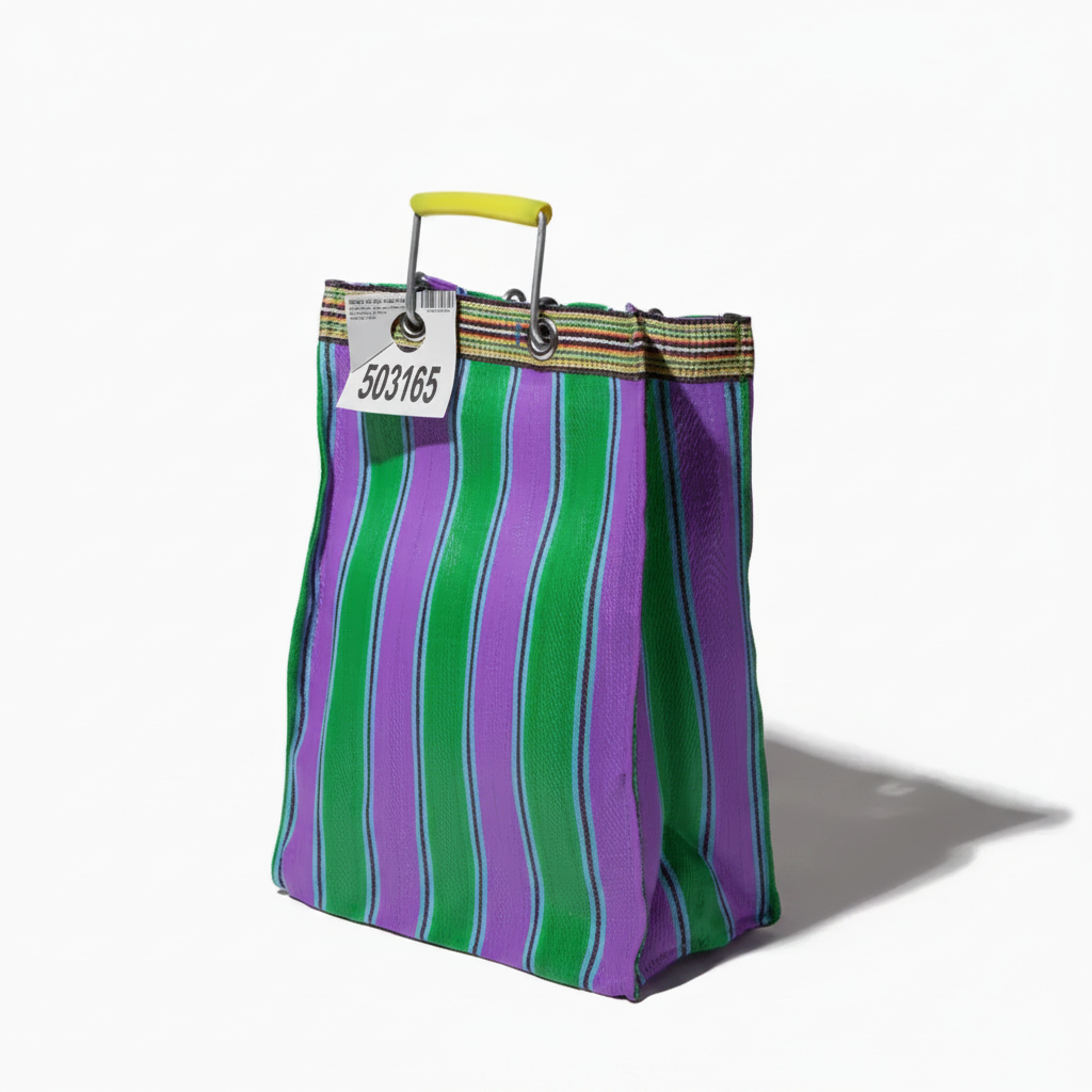 Recycled Plastic Stripe Bag - Green x Purple